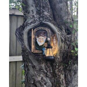 Whimsical Fairy Garden Gnomes with Solar Lights-10 Elf Out The Door Tree Hugger
